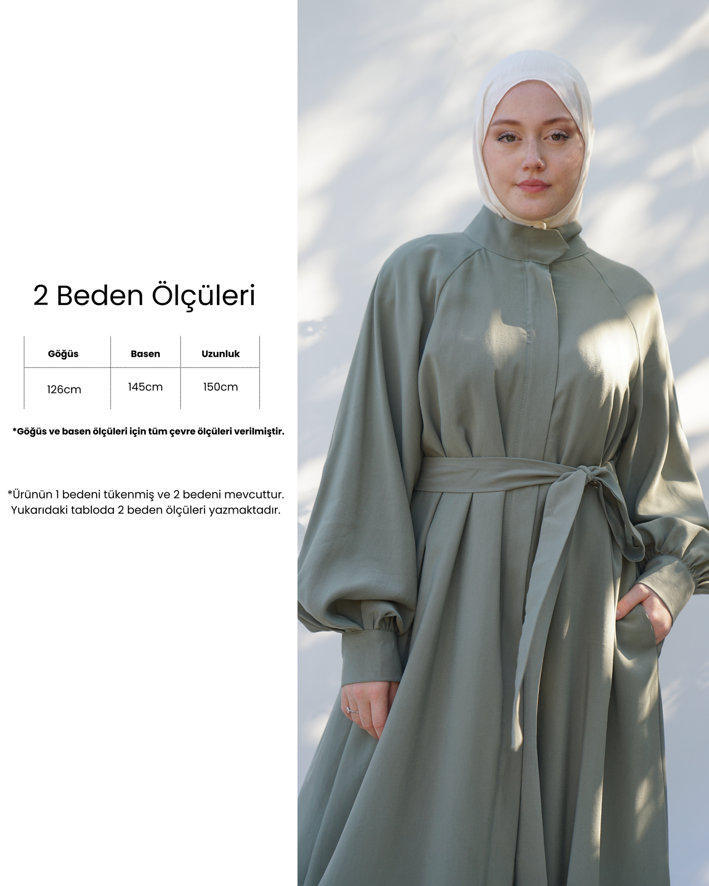 Çağla Yeşili Reglan Kol Ferace