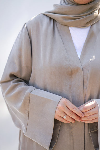 Bej Ipek Cupro Abaya Ferace - Timeless Touch Serisi