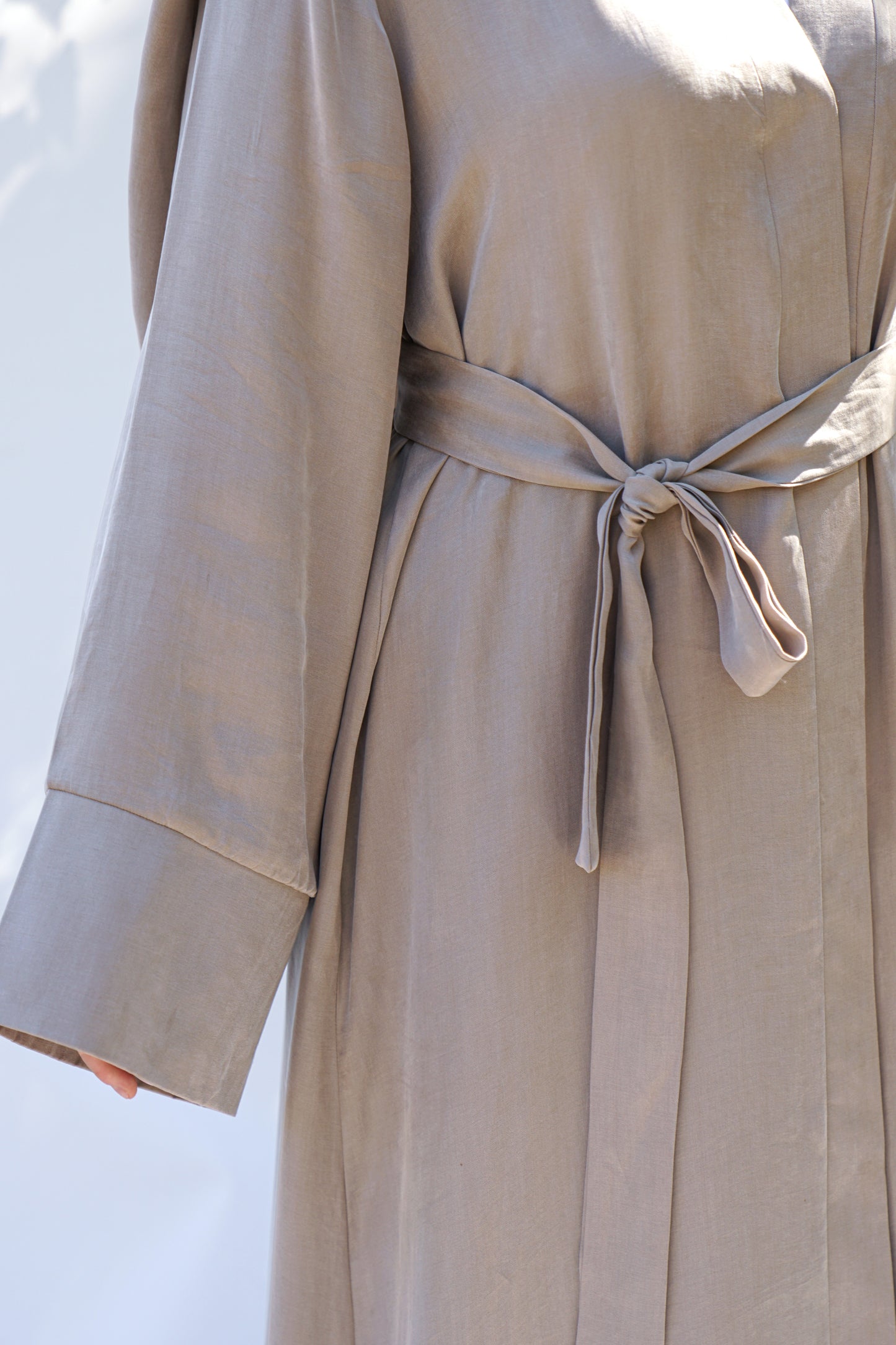 Bej Ipek Cupro Abaya Ferace - Timeless Touch Serisi