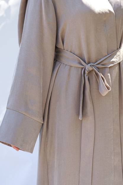 Bej Ipek Cupro Abaya Ferace - Timeless Touch Serisi