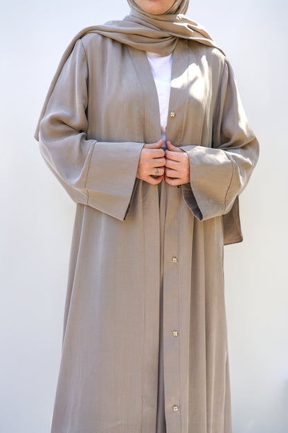 Bej Ipek Cupro Abaya Ferace - Timeless Touch Serisi
