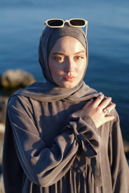 İpek Kupra Gri Şal