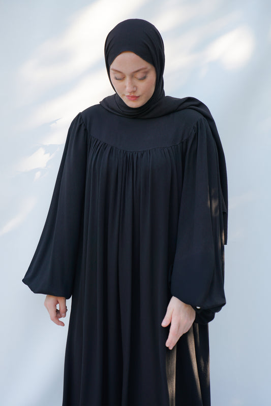 Siyah Pamuk Bürümcük Elbise