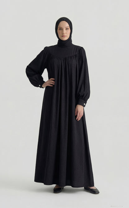 Siyah Pamuk Bürümcük Elbise