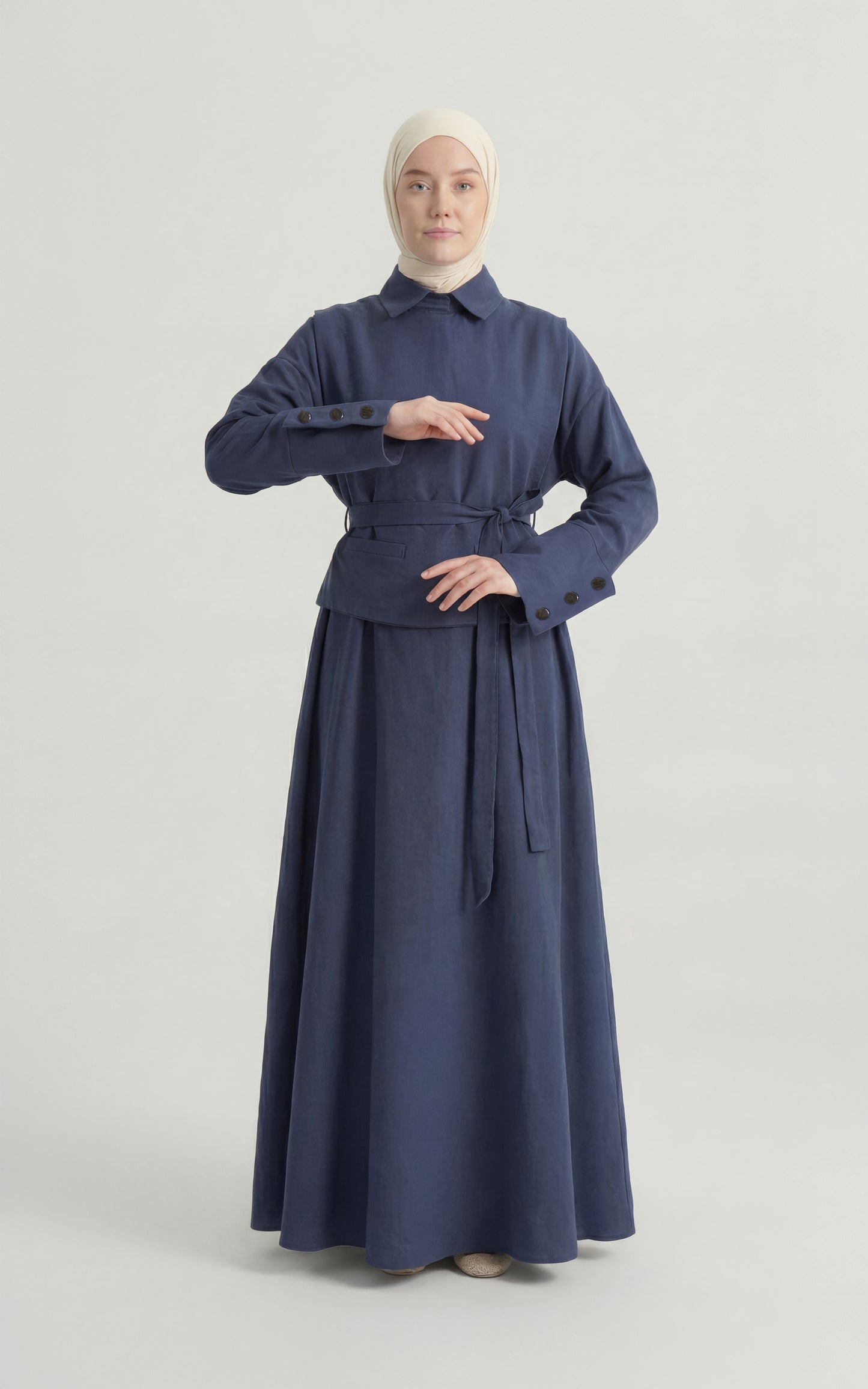 İndigo Tensel Yelek Elbise