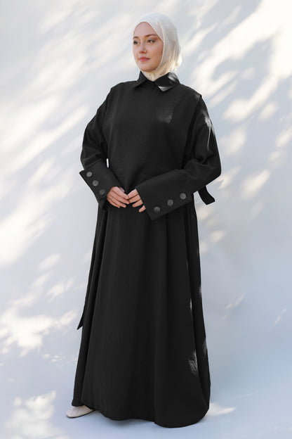 Siyah Tensel Yelek Elbise