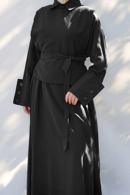 Siyah Tensel Yelek Elbise