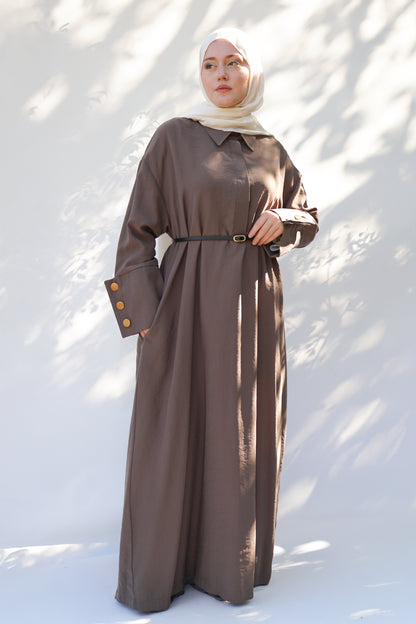 Tensel Haki-Kahve Yelek Elbise