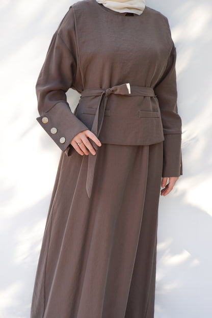 Tensel Haki-Kahve Yelek Elbise